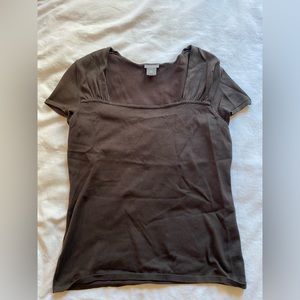 vintage 90s square neck t-shirt in brown, size M